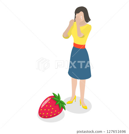3D Isometric Flat  Illustration of Allergic Reaction. Item 1 127651696