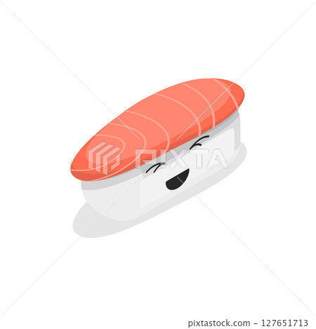 3D Isometric Flat  Set of Various Sushi, Rolls and Nigiri Funny Characters. Item 10 127651713