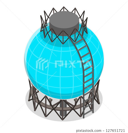 3D Isometric Flat Illustration of Gas Cylindrical Containers. Item 1 3D Isometric Flat Illustration of Gas Cylindrical Containers. Item 1 127651721