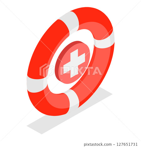 3D Isometric Flat Set of Beach Lifeguard Equipment Elements. Item 2 3D Isometric Flat Set of Beach Lifeguard Equipment Elements. Item 2 127651731