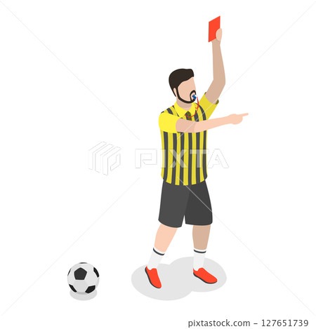 3D Isometric Flat  Set of Soccer Elements and Players. Item 5 127651739