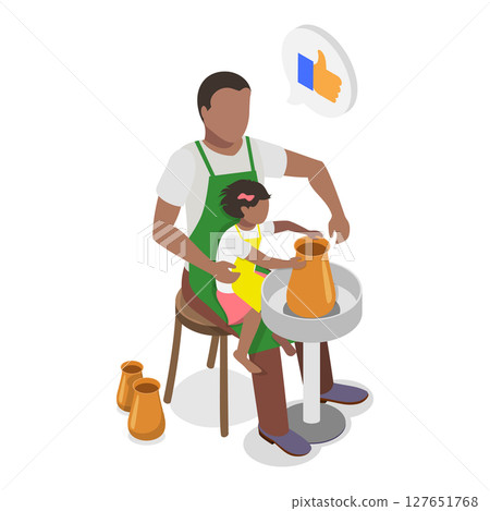 3D Isometric Flat Illustration of Playing With Dad. Item 3 3D Isometric Flat Illustration of Playing With Dad. Item 3 127651768
