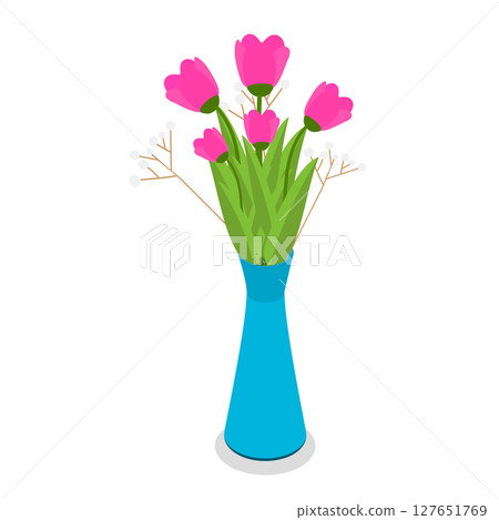 3D Isometric Flat Set of Flower Bouquets. Item 8 3D Isometric Flat Set of Flower Bouquets. Item 8 127651769