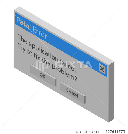 3D Isometric Flat Set of Retro Error Messages. Item 3 3D Isometric Flat Set of Retro Error Messages. Item 3 127651775
