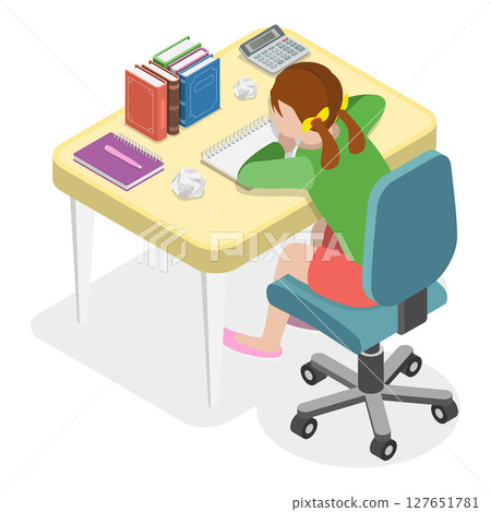 3D Isometric Flat  Set of Children Study. Item 2 127651781