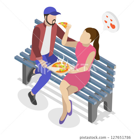 3D Isometric Flat  Set of Romantic Couples. Item 4 127651786