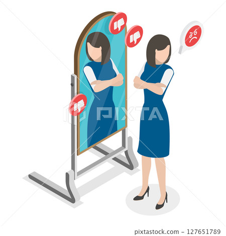 3D Isometric Flat Illustration of Obsessive-compulsive Disorder. Item 2 3D Isometric Flat Illustration of Obsessive-compulsive Disorder. Item 2 127651789