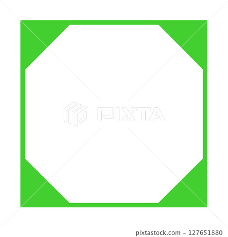 Green frame material, simple border frame with diagonal cut corners, design parts (transparent PNG) Green frame material, simple border frame with diagonal cut corners, design parts (transparent PNG) 127651880