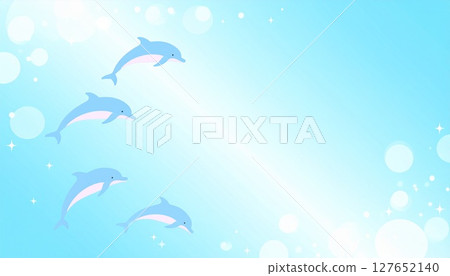可愛的海豚插畫背景 127652140