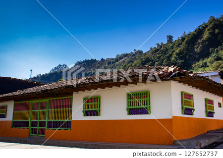 Beautiful streets of the Heritage Town of Jerico located in the Department of Antioquia in Colombia. Beautiful streets of the Heritage Town of Jerico located in the Department of Antioquia in Colombia. 127652737