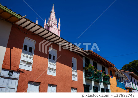Beautiful streets of the Heritage Town of Jerico located in the Department of Antioquia in Colombia. Beautiful streets of the Heritage Town of Jerico located in the Department of Antioquia in Colombia. 127652742