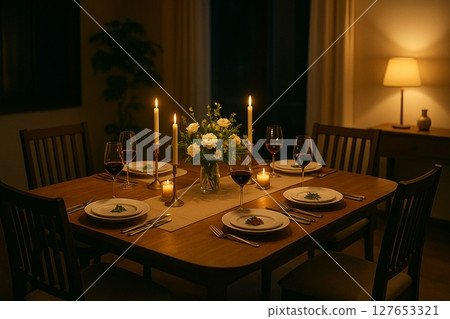 燭光晚餐場景：溫馨用餐與餐桌協調 127653321