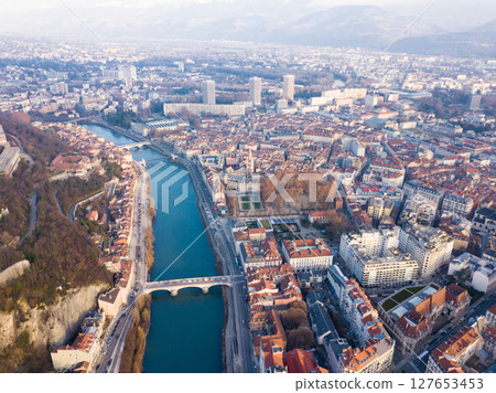 Panoramic aerial view of Grenoble 127653453