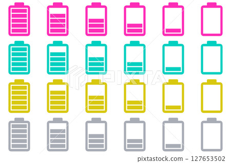 電池圖示 6 級彩色 4 色套裝 電池圖示 6 級彩色 4 色套裝 127653502