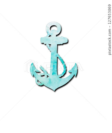 Sea anchor watercolor - beautiful anchor silhouette isolated on white background Sea anchor watercolor - beautiful anchor silhouette isolated on white background 127653869