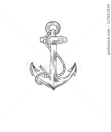 Sea anchor - beautiful anchor silhouette isolated on white background Sea anchor - beautiful anchor silhouette isolated on white background 127653870