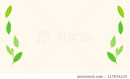 天然葉子綠色簡單背景框架插圖茶葉嫩葉有機風格向量png 127654224