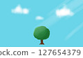 Background of a single tree floating in the sky 127654379