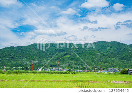 Hokuriku Main Line passing through the countryside of Kohoku, Yogo-cho, Nagahama City, Shiga Prefecture 127654445