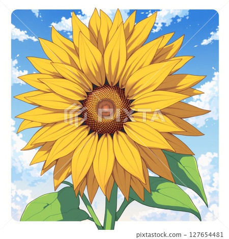 積雨雲和一朵向日葵 [透明背景] 127654481