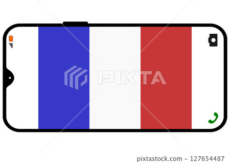 智慧型手機螢幕上的法國國旗 智慧型手機螢幕上的法國國旗 127654487