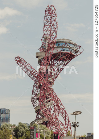 A stunning sculpture of ArcelorMittal Orbit and features Red lattice structure. A stunning sculpture of ArcelorMittal Orbit and features Red lattice structure. 127654729
