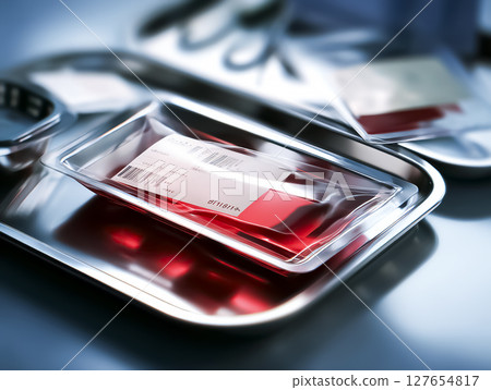 含有人造血液的輸血包影像 127654817