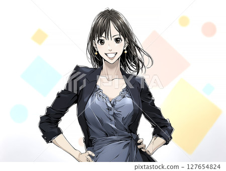 微笑的女商人流行摘要背景的插圖 微笑的女商人流行摘要背景的插圖 127654824