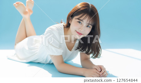 A portrait of a young Japanese woman with a refreshing and natural smile 127654844