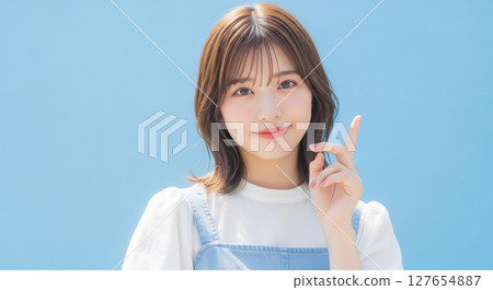A portrait of a young Japanese woman with a refreshing and natural smile 127654887