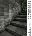 Dimly lit concrete stairs, deserted, gloomy, background material 127654981