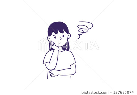 感到困擾或焦慮的女性 感到困擾或焦慮的女性 127655074