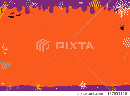 Pop and colorful Halloween background frame (hand-drawn, slime style) 127655116