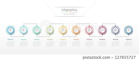 Infographic 10 options design elements for your business data. Vector Illustration. 127655727