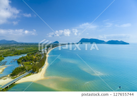 The blue sea of Prachuap Khiri Khan, Thailand The blue sea of Prachuap Khiri Khan, Thailand 127655744