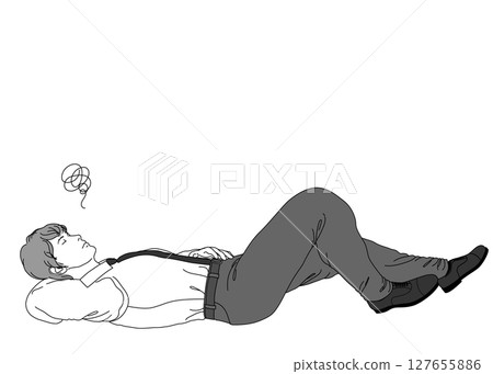 一位男性上班族躺著小睡的插圖 一位男性上班族躺著小睡的插圖 127655886