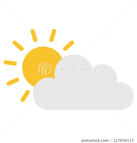Sunny and partly cloudy weather icon illustration Sunny and partly cloudy weather icon illustration 127656115