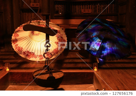 Japanese style image, old Japanese umbrella and Japanese scenery Japanese style image, old Japanese umbrella and Japanese scenery 127656176