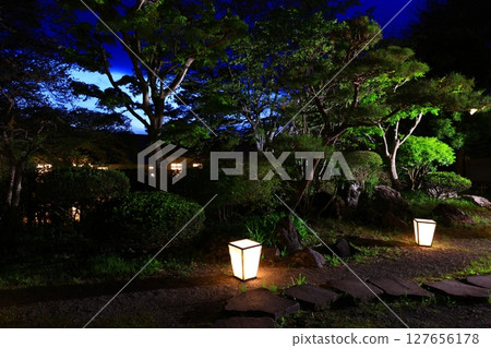 Japanese style image, old Japanese umbrella and Japanese scenery 127656178