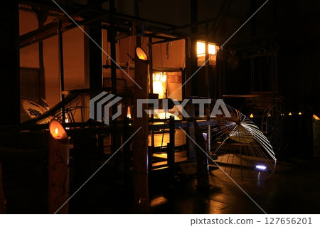 Japanese style image, old Japanese umbrella and Japanese scenery Japanese style image, old Japanese umbrella and Japanese scenery 127656201