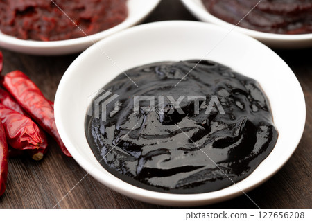 Sweet bean sauce in a small dish Sweet bean sauce in a small dish 127656208