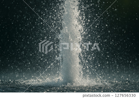 A summer scene where a park fountain brings coolness 127656330