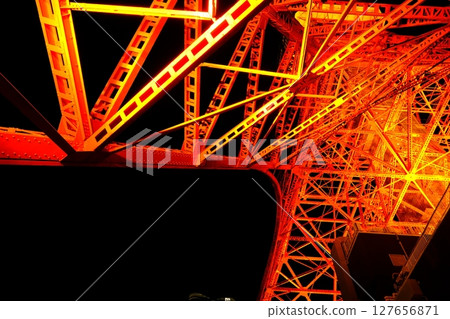 Tokyo Tower shining in the night sky 127656871