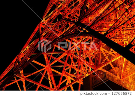 Tokyo Tower shining in the night sky 127656872