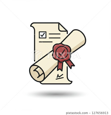 Vector illustration of diploma with wax seal 127656913