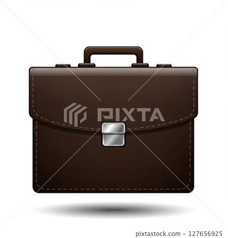 Brown leather briefcase illustration on white background 127656925