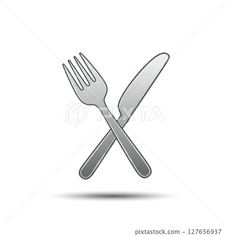 Silverware Crossed Fork and Knife Illustration Silverware Crossed Fork and Knife Illustration 127656937