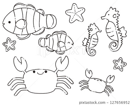 Fluffy sea creatures set Fluffy sea creatures set 127656952
