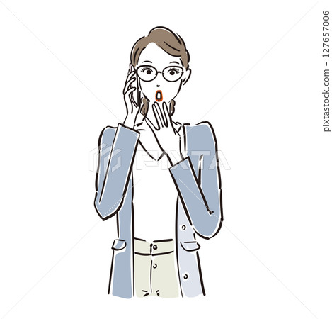 驚訝的酷酷的戴眼鏡的女商人 127657006