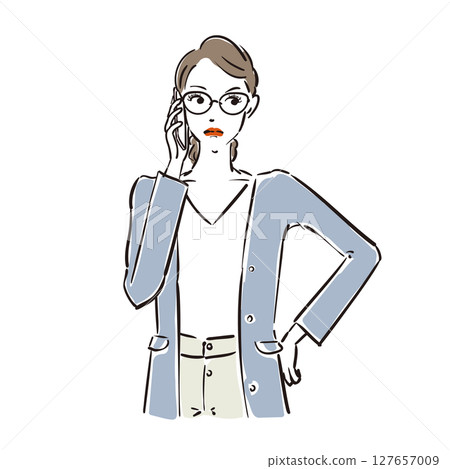一位戴著眼鏡的酷酷女商人很生氣 127657009